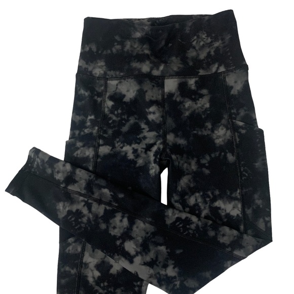 American Eagle Dark Cloud Tie-Dye Workout Leggings Black Gray S - Picture 5 of 8